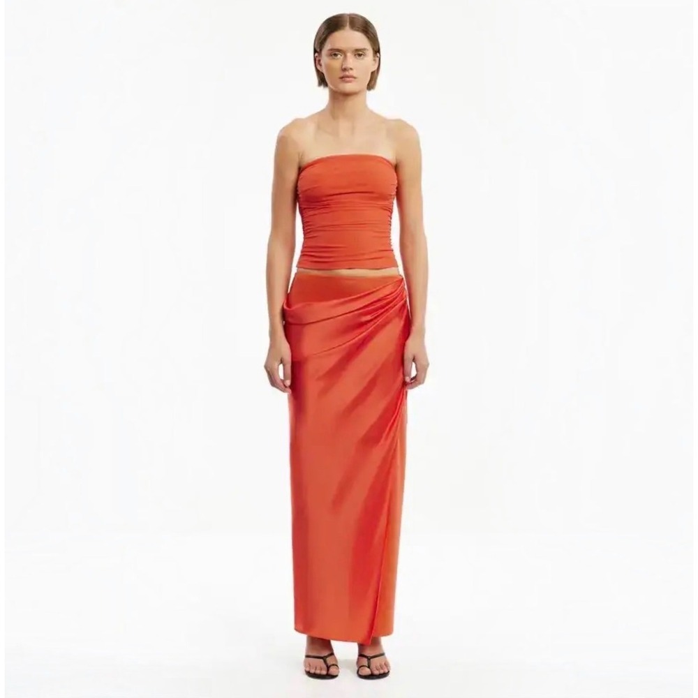 Significant Other Brianna Persimmon Satin Maxi Skirt Orange NWT Size 4